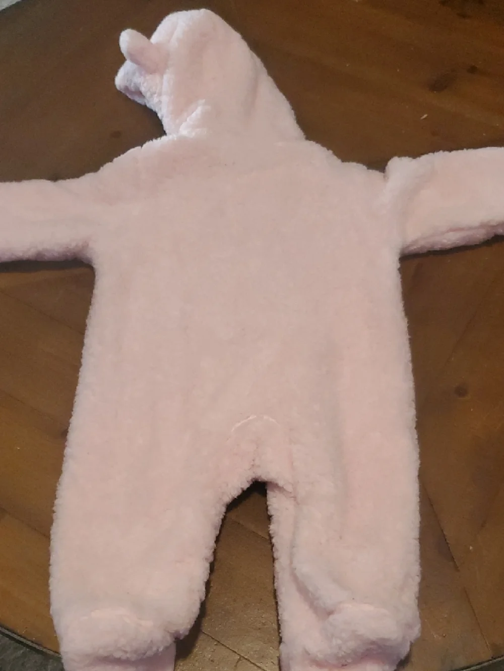 Carter's Soft Pink Plush Hooded Footed One-Piece